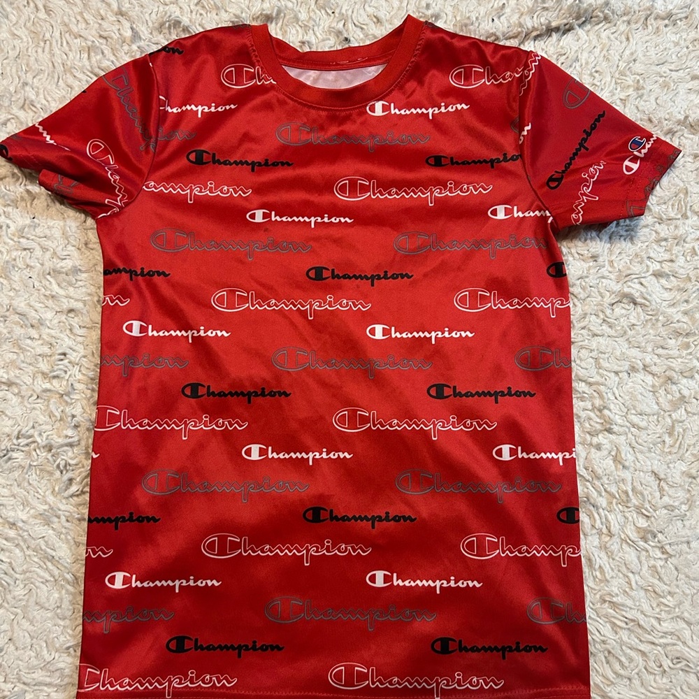 Champion Kids All-Over Logo Red Tee